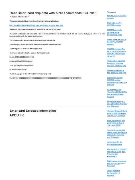 send apdu commands to smart card|iso iec 7816 command message.